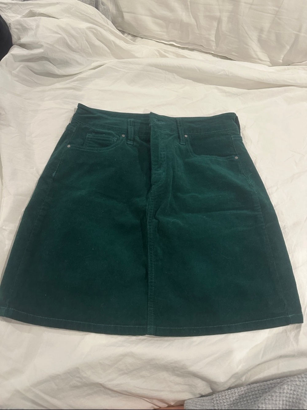 Market & Spruce Deep Green Corduroy A-Line Skirt
